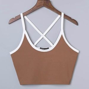 Women's Tops for Women Shirts Criss Cross Contrast Binding Cami Top Shirts